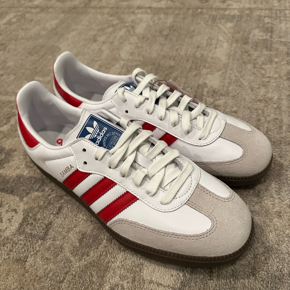 Adidas Samba White and Red Classic Sneakers